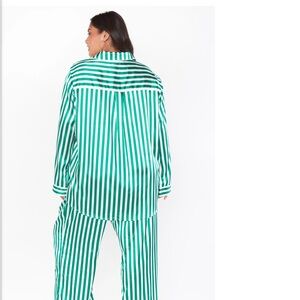 Show Me Your MuMu Green and White Striped Pajama Set
